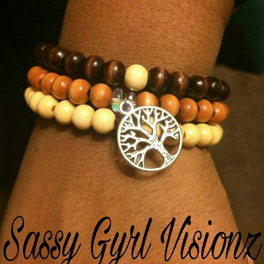 Three wooden bracelets